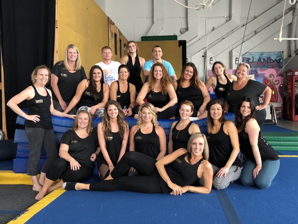 Group of adult aerial arts students together at Orlando Circus School